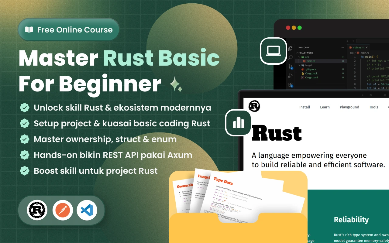 Kelas Rust Crash Course for Beginners in 2025 di BuildWithAngga